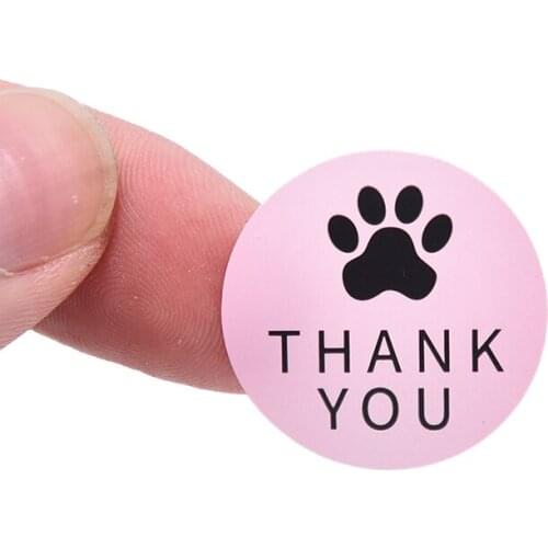 500PCS Pink Thank You Stickers Seal Labes Dog Paw Print Gift Stationery Sticker
