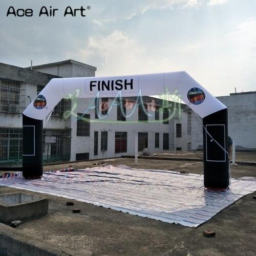6mW balck white inflatable sports event start finish line arched door,finish line archway with removable banners for athletic