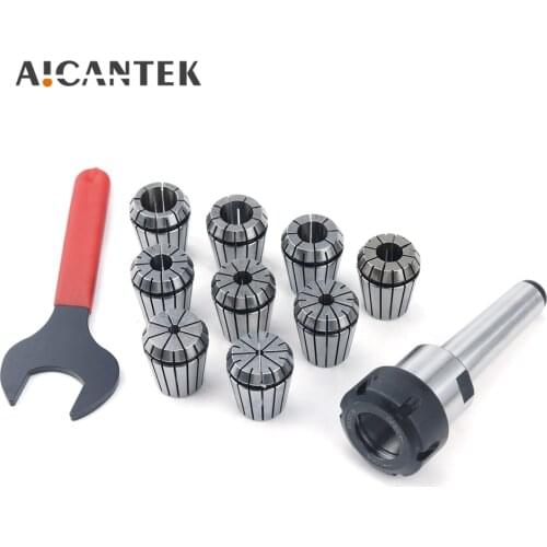 1Set MTB/MT2/MT3/MT4 Morse Taper Tool Holder With 9Pcs Spring Collets ER16/20/25/32 + 1Pc Wrench For CNC Milling Lathe Chuck