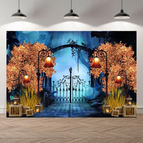 Seekpro Halloween Party Forest Terror Pumpkin Monster Photography Wood Background Photographic Backdrop For Photo Studio Shoot