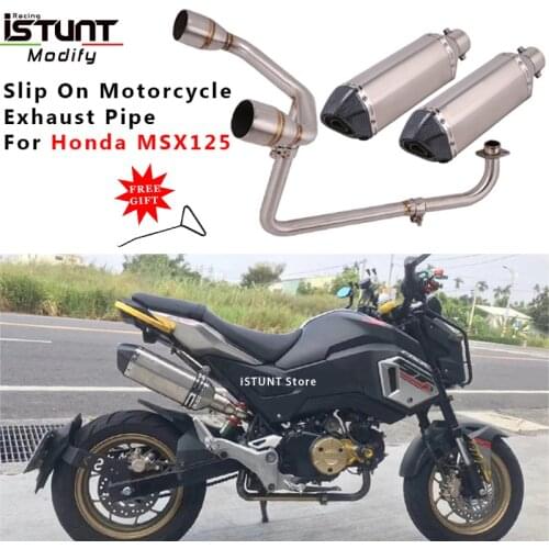 Motorcycle Exhaust Full System Modified Double Hole Escape Moto Muffler 51mm Front Middle Link Pipe For Honda MSX125 MSX 125