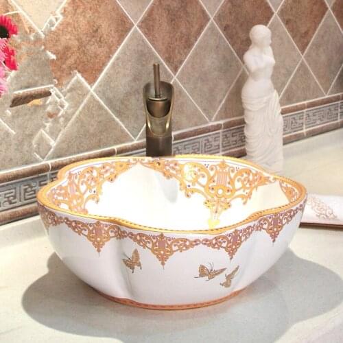 China Artistic Handmade Art wash basin Ceramic Counter Top Wash Basin Bathroom Sinks bathroom vanity wash basins bathroom sinks