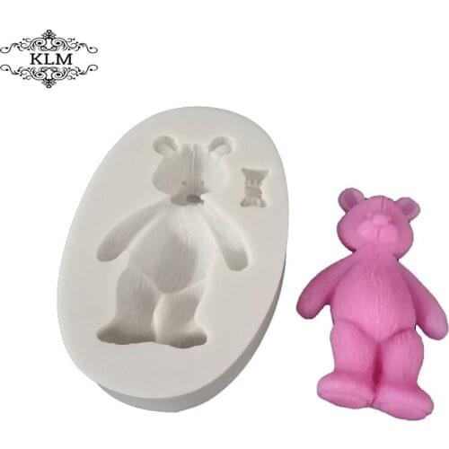 KLM-00177 3D Bear Shaped Silicone Candle Making Mold Soap Mold DIY Craft Mould Cake Top Decoration