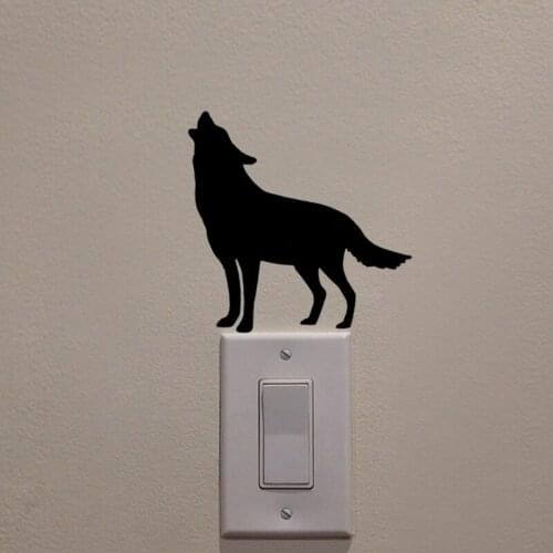 KUCADA Black Creative Wolf DIY Switch Wall Stickers Home Decoration Wallpaper JG1897