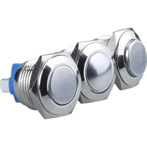 Metal Push Button Switch Waterproof Self-reset Jog switch Hole Size 16mm