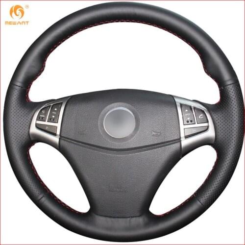 MEWANT Black Genuine Leather Car Steering Wheel Cover for Ssangyong Korando 2011 2012 2013 2014 Interior Accessories Parts