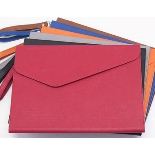 Fashion Colors Faux Leather Folder A5 A4 Document Bag Office File Organizer For Documents With Strap