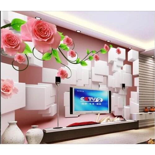 Custom photo mural 3d wallpaper HD Rose Swan Space Cube background living room home decor 3d wall murals wallpaper for wall 3d
