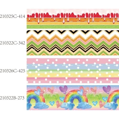 50 yards/lot) New arrival 38mm rainbow ombre chevron and stripe printed grosgrain ribbon