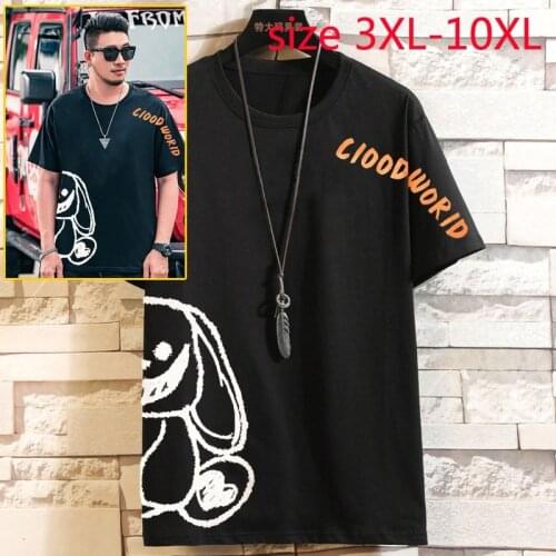 New Arrival Super Large Men Short Sleeve Loose Casual Cartoon Print Summer O-neck Knitted T-shirt Plus Size 3XL-7XL 8XL 9XL 10XL
