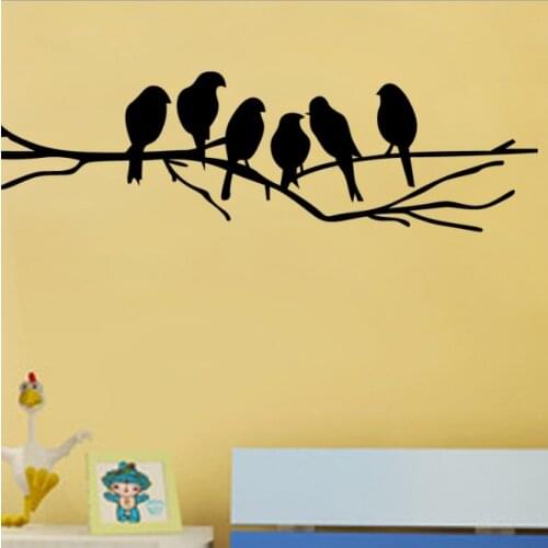New Black Birds on the Tree Branch Wall Sticker for Living Room Wall Decals for Art Stickers Home Decoration Murals Removable