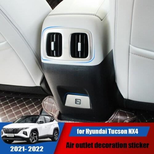New car rear seat air conditioning air outlet stainless steel decorative stickers for Hyundai Tucson NX4 2021 2022