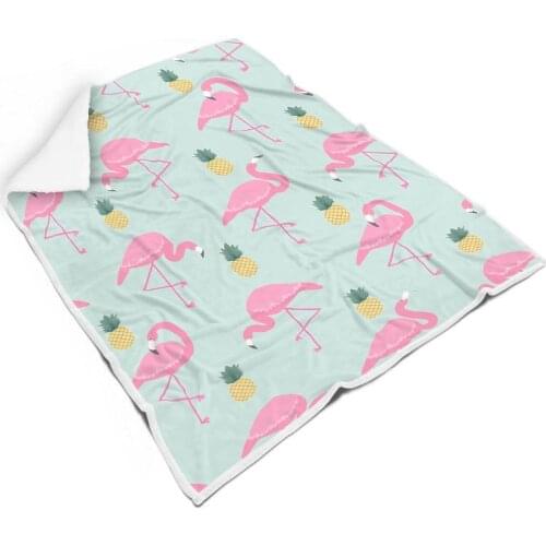 Clubdeer Flamingo Pineapple Printed Blanket Warm Hypoallergenic Soft Throw Blanket for Men Women All Seasons Travel Blanket