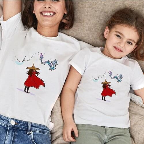 Raya And The Last Dragon Graphic Family Matching Clothes Short Sleeve Summer White Kids Children Unisex T-shirt Adult Clothes