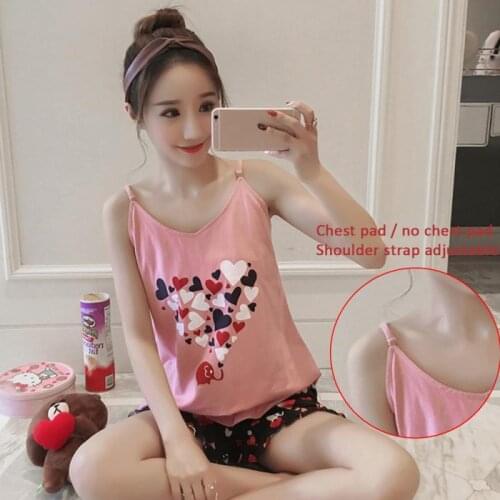 Pyjamas Women Summer New Shorts Sexy Nightwear Two-piece Women Pajamas Set Suit Artificial Silk Home Lace Chest Pad