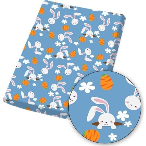 Polyester Cotton Fabric Sheet Printed Cloth Fabrics Cartoon Rabbit For DIY Craft Dress Needlework Sewing Supplies 45*145cm/pc