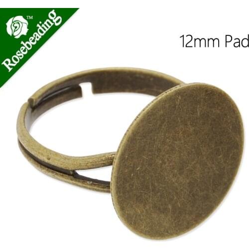 Antique Bronze Plated Adjustable Ring Blanks Base With 12mm Blank Pad,ring settings blank,ring blanks,Sold 20pcs/lot-C4666
