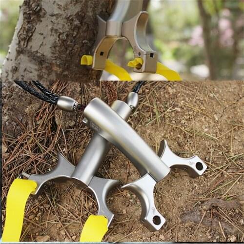 Outdoor Hunting Slingshot Catapult Rubber Band Catapult Bow Shooting Steel Ball tool Bow Material is titanium alloy Slingshot