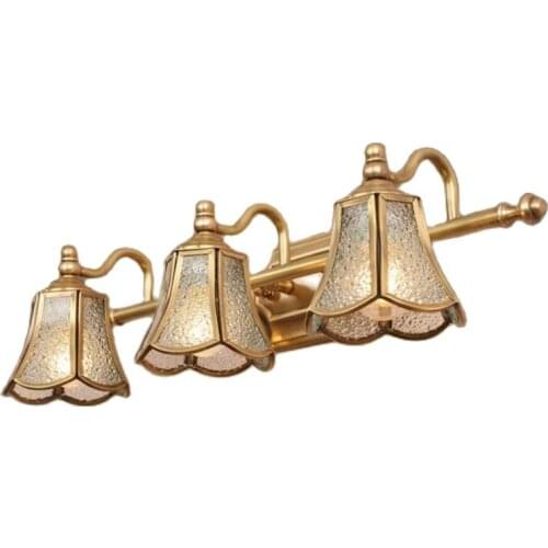 Luxurious European Gold Glass Mirror Light for Bathroom Bed Room Classical Retro Wall Lamp 1/2/3/4 Heads 2002