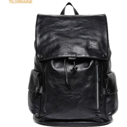 2020 men backpack leather fashion shoulder bag trend travel bags casual men computer bag student school bags