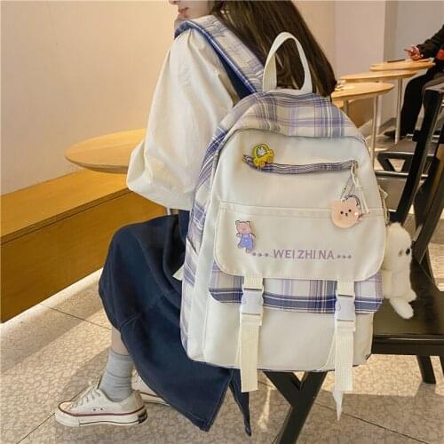 2021 New Nylon Backpack for Teenagers Girls Pendant School Bag Large Capacity Lady Backpacks Female High Quality Travel Rucksack