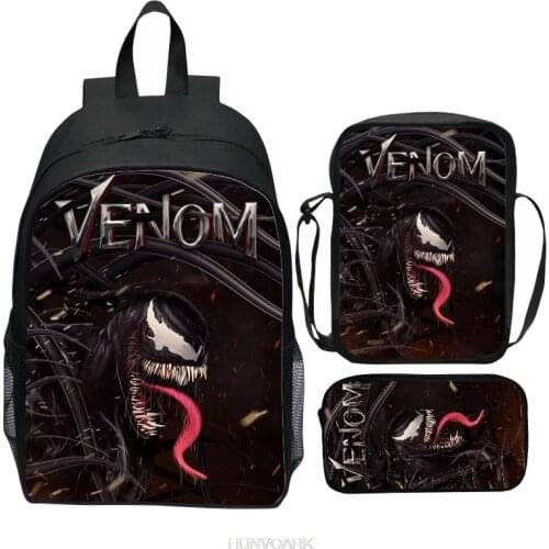 Venom School Backpack 3 Pcs/set Schoolbag For Teenager Girls Boys Primary and Senior Students Mochila Infantil