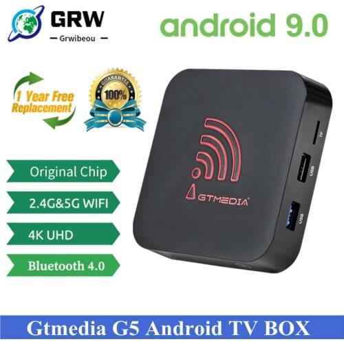 Original GTmedia G5 Smart Android 9.0 TV Box, Amlogic S905X2 4GB+64GB Quad-Core ARM, 2.4G+5G WIFI Bluetooth , 4k HDR Set top box