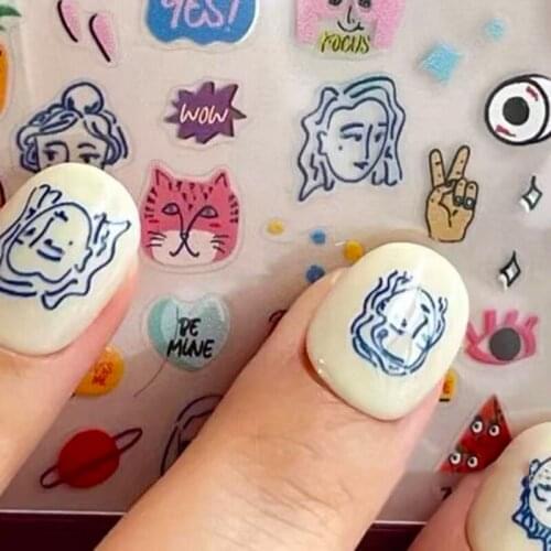 1pieces & 6stlye New Super Thin Self-Adhesive Abstract Image Nail Decal Stickers Manicure Nail Art Decoration Accessories Z0486