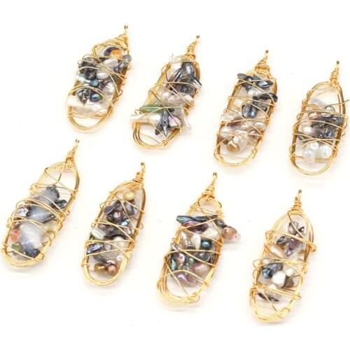 Charms Winding Pearl Beads Natural Pearl Beads Oval Shape Pendant for Making Women DIY Jewelry Necklace Gift 20x40mm