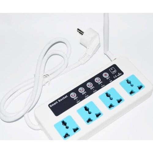 New GSM SMS Smart Switch with Temperature Sensor 4 Outlets Wireless Remote Control Plug Socket Jack Module Controller 110-220V