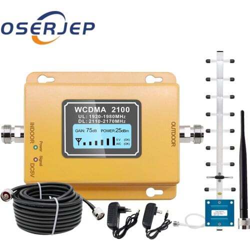 3G repeater 2100 MHz Signal Booster 3g Mobile Signal Repeater Amplifier,LCD Display Mini 70db 3G LTE WCDMA UMTS 2100Mhz fullset