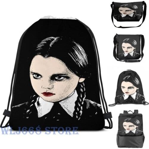 Funny graphic print shoulder Bags women Wednesday Addams Single shoulder backpack travel for men Gym Bag