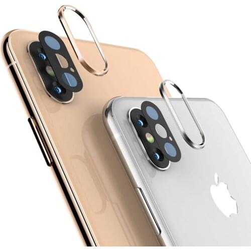 Back Camera Lens for iPhone X Screen Protector + Metal Lens Protection Ring Case Cover Rear 6D Tempered Glass Film