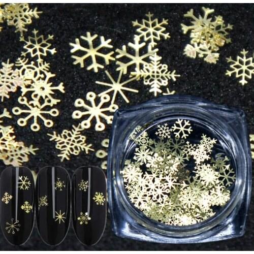 1Box Christmas Nail Sequins Snowflakes Stars Nail Art Sticker 3D Glitter Diy Manicure Uv Gel Polish Nail Art Decoration Tools
