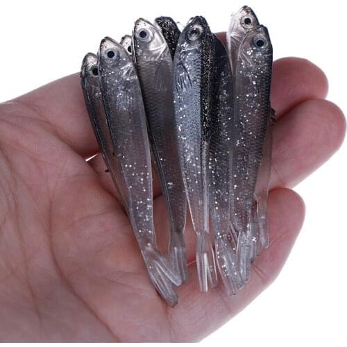 10Pcs Soft Silicone Fishing Lure 80mm Minnow Saltwater Freshwater Worms Wobblers Silicone Artificial Bait Bass Tackle Jigs 2.2g
