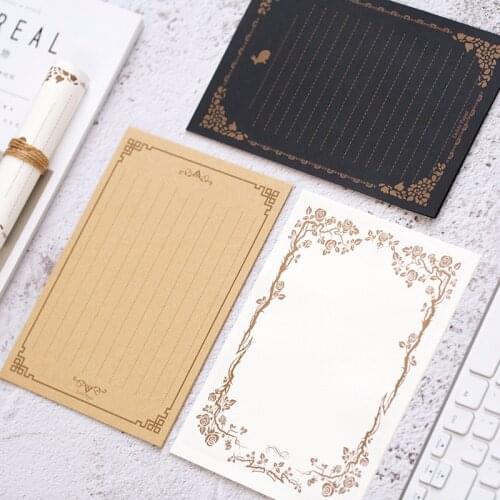 16pcs Retro Kraft Letter Paper Flower Printed White Black Kraft Writing Paper DIY Message Letter Note Stationery Paper