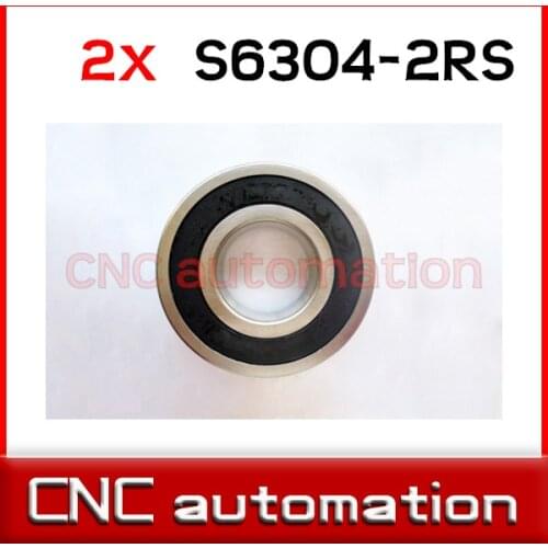 2pcs rubber sealed stainless Radial shaft ball bearings S6304 6304 2RS 20*52*15mm