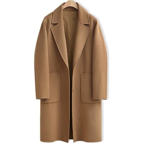 2019 fashion Cocoon coat women coat famale overcoat female medium-long spring autumn winter slim blend woolen outerwear