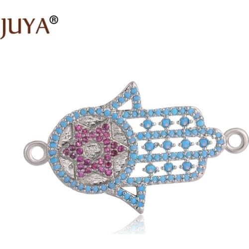 32mm*19mm Amulet Hand of Fatima Charms Connectors For Jewelry Making DIY Bracelet Necklace Jewelry Findings Components 1 piece