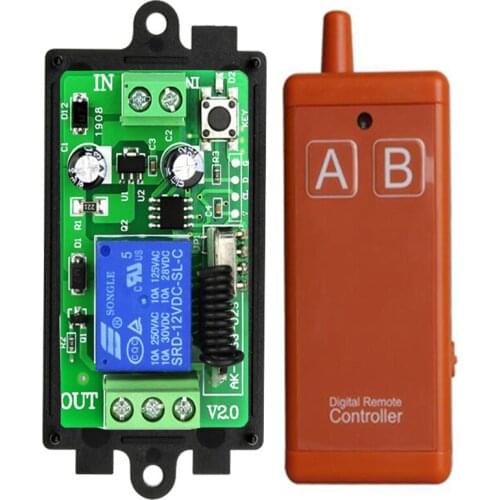 433MHz DC 12V 24V 1CH rf Remote Control Switch Wireless Relay Receiver Controller usb Rechargeable for Garage\ Door\ LED\ Bulb