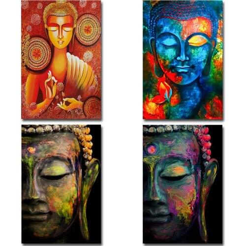 Abstract Colorful Buddha Face Canvas Paintings On the Wall Art Posters And Prints Buddhism Art Pictures Home Wall Decoration