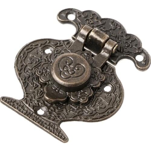 Antique Bronze Hasp Latch Jewelry Wooden Box Mini Cabinet Buckle Lock Decorative