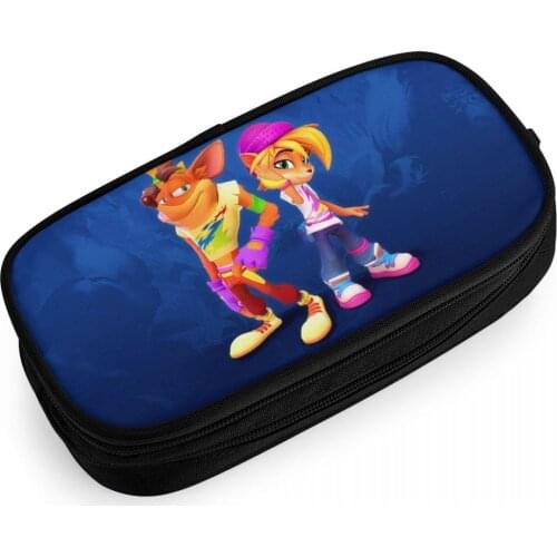 3D Printed Crash Bandicoot Pencil Case Cosmetic Bag Zipper Makeup Box students School Supplies Pencil Holder
