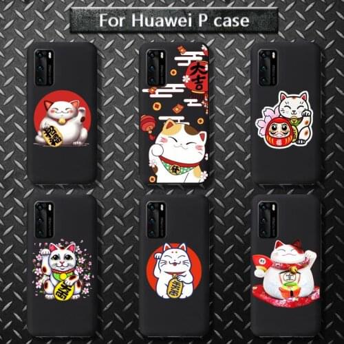 Cute cartoon lucky cat new year Christmas Phone Case for huawei P40 pro lite P8 P9 P10 P20 P30 psmart 2019 2017 2018