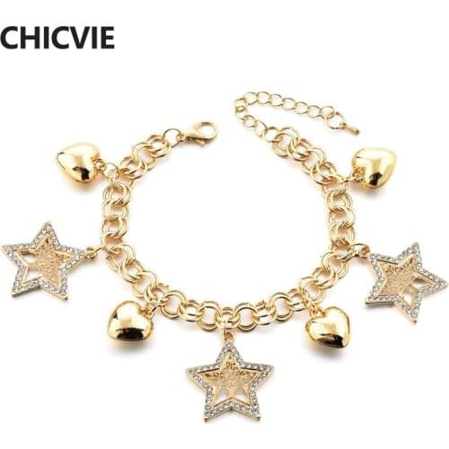 CHICVIE Star Shape Snap Buttons Bracelet Life Tree Charm Bracelet & Bangle For Women Girl Friendship Chain Bracelets SBR180094
