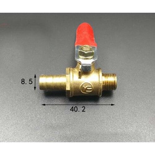 DN6 1/8" BSP Male x 8mm Hose Barb Tail Brass Ball Valve Water Gas 57 PSI Hole 7mm With Red Handle