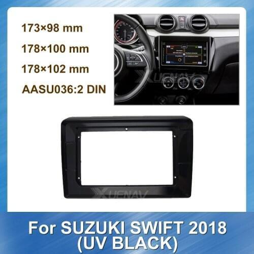 Double Din Car Radio Fascia Frame for Suzuki Swift 2018 UV Black Bazel DVD Dash Panel for Suzuki Refitting Stereo Audio Frame