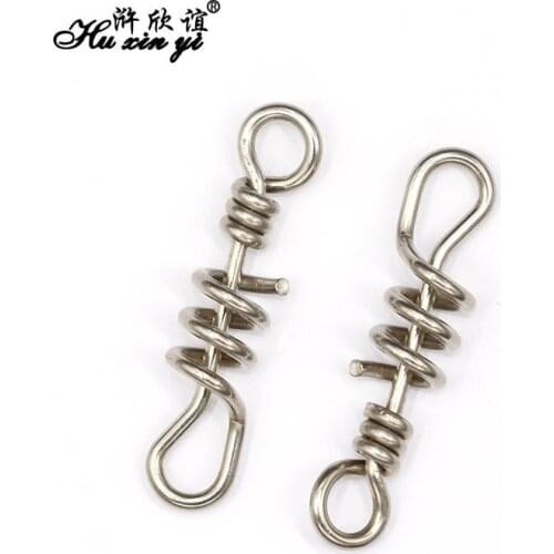 HXY PCS10 SIZE47mm Stainless steel screwed snap fishing hook connector fishing swivels tackle rolling swivels accessories