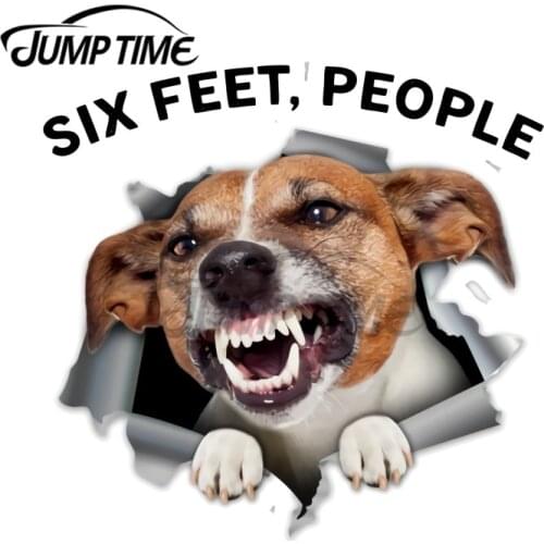 JumpTime 13 x 11.5cm Jack Russell Terrier Six Feet People Face Mask Car Stickers Windshield Refrigerator Decal Bumper Decoration