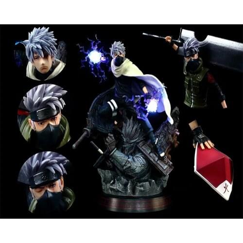 NARUTO Hatake Kakashi Decapitating Broadsword 4 Head Carving 2 Body 2 Weapons doll model figure figure toy collection gift